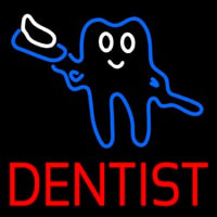 Tooth Logo With Brush Dentist Neon Sign