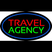 Travel Agency Blue Oval Neon Sign