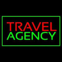 Travel Agency Green Rectangle Neon Sign