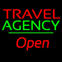 Travel Agency Open Green Line Neon Sign