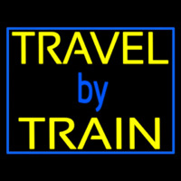 Travel By Train With Border Neon Sign