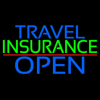 Travel Insurance Open Block Red Line Neon Sign