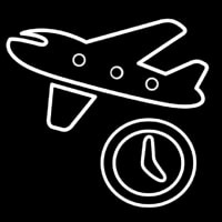 Travel Time Airplane Icon Neon Sign
