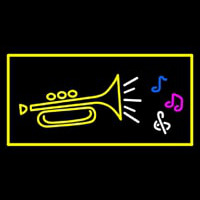 Trumpet Logo Rectangle Yellow Neon Sign