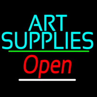 Turquoise Art Supplies With Open 3 Neon Sign