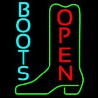 Turquoise Boots Open Neon Sign