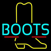 Turquoise Boots With Yellow Logo Neon Sign