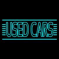 Turquoise Double Stroke Used Cars Neon Sign
