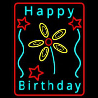 Turquoise Happy Birthday Neon Sign