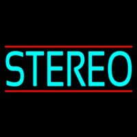 Turquoise Stereo Block Red Line Neon Sign