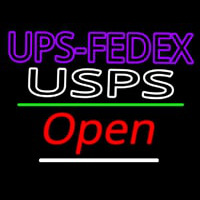 Ups Fede  Usps With Open 3 Neon Sign