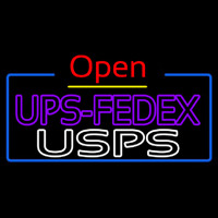 Ups Fede  Usps With Open 4 Neon Sign