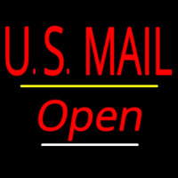 Us Mail Script2 Open Yellow Line Neon Sign