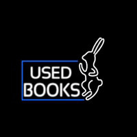 Used Books With Rabbit Logo Neon Sign