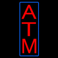 Vertical Atm Blue Border Neon Sign