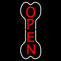 Vertical Bone Logo Open Neon Sign