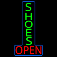 Vertical Green Shoes Open Neon Sign