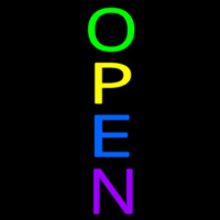 Vertical Multi Color Open Neon Sign