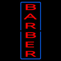 Vertical Red Barber With Blue Border Neon Sign