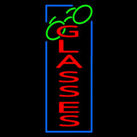 Vertical Red Glasses With Logo Neon Sign