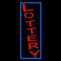 Vertical Red Lottery Blue Border Neon Sign