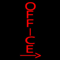 Vertical Red Office With Arrow Neon Sign
