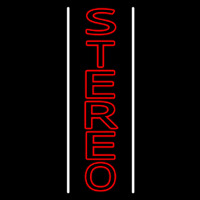 Vertical Red Stereo Block White Line Neon Sign