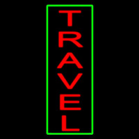 Vertical Red Travel Green Border Neon Sign