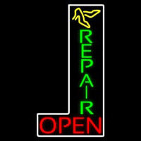 Vertical Shoe Repair Red Open Neon Sign