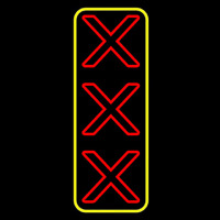 Vertical X   With Yellow Border Neon Sign