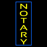 Vertical Yellow Notary Blue Border Neon Sign