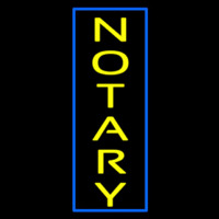 Vertical Yellow Notary Blue Border Neon Sign