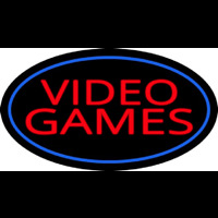 Video Games Oval Blue Neon Sign