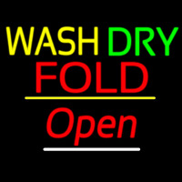 Wash Dry Fold Open Yellow Line Neon Sign