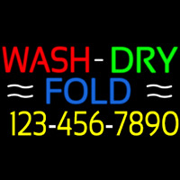 Wash Dry Fold With Number Neon Sign