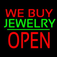 We Buy Jewelry Block Open Green Line Neon Sign