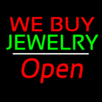 We Buy Jewelry Block Open White Line Neon Sign