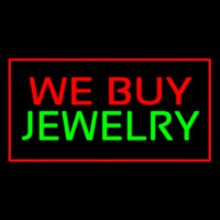 We Buy Jewelry Block Rectangle Red Neon Sign
