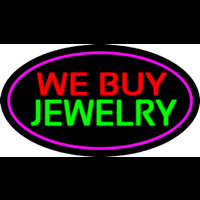 We Buy Jewelry Oval Purple Neon Sign