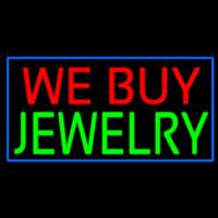 We Buy Jewelry Rectangle Blue Neon Sign