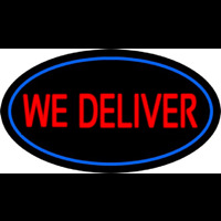 We Deliver Oval Blue Neon Sign