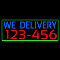 We Deliver Phone Number With Green Border Neon Sign