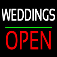 Weddings Block Red Open Green Line Neon Sign