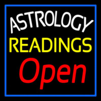 White Astrology Yellow Readings Red Open And Blue Border Neon Sign