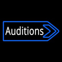 White Auditions With Arrow Neon Sign
