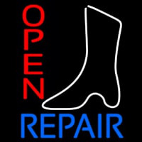 White Boot Repair Open Neon Sign