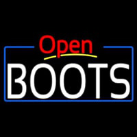 White Boots Open With Border Neon Sign