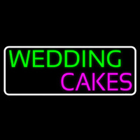 White Border Wedding Cakes Neon Sign