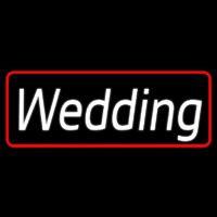 White Border Wedding Cursive Neon Sign