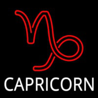 White Capricorn Red Logo Neon Sign